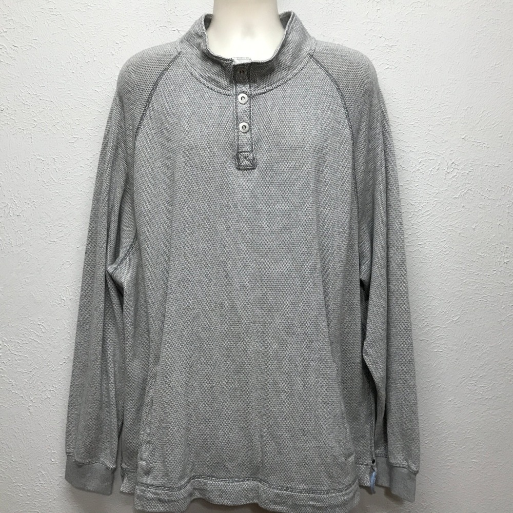 Tommy Bahama Cedar Springs Sweater Mens 3XL Gray Waffle Knit Snap Mock Marlin